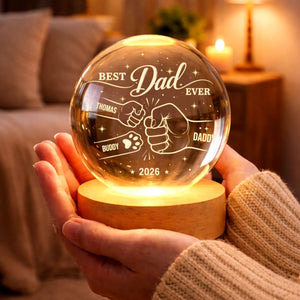 Personalized Crystal Ball Night Light, Father s Day Gift for Dad, Custom Dad Grandpa Kids Holding Hands Gift, Grandpa Gift,Dad Birthday Gift