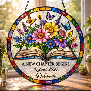 Personalized Retirement 2026 Stained Glass Suncatcher, New Chapter Begins Retired Gift , Teacher Gifts, End of Year Gift