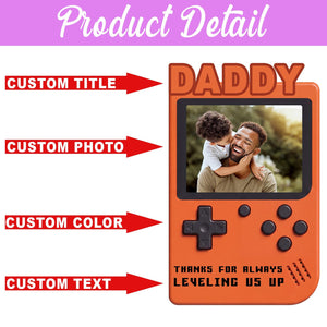 Personalized Fathers Day Gift for Gamer Dad, Custom Photo Dad Frame, Retro Game Console Photo Wooden Block Sign, Game Lover Room Decor