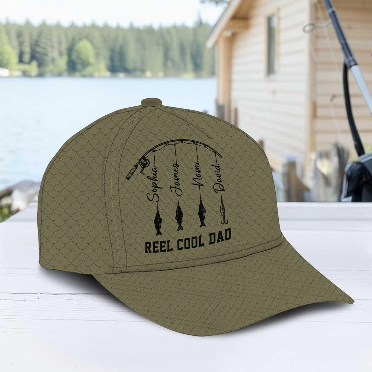 Personalized Reel Cool Dad Cap, Fathers Day Gift, Dad Fishing Hat, Fishing Gift for Grandpa, Fisherman Papa & Kid Name Classic Cap