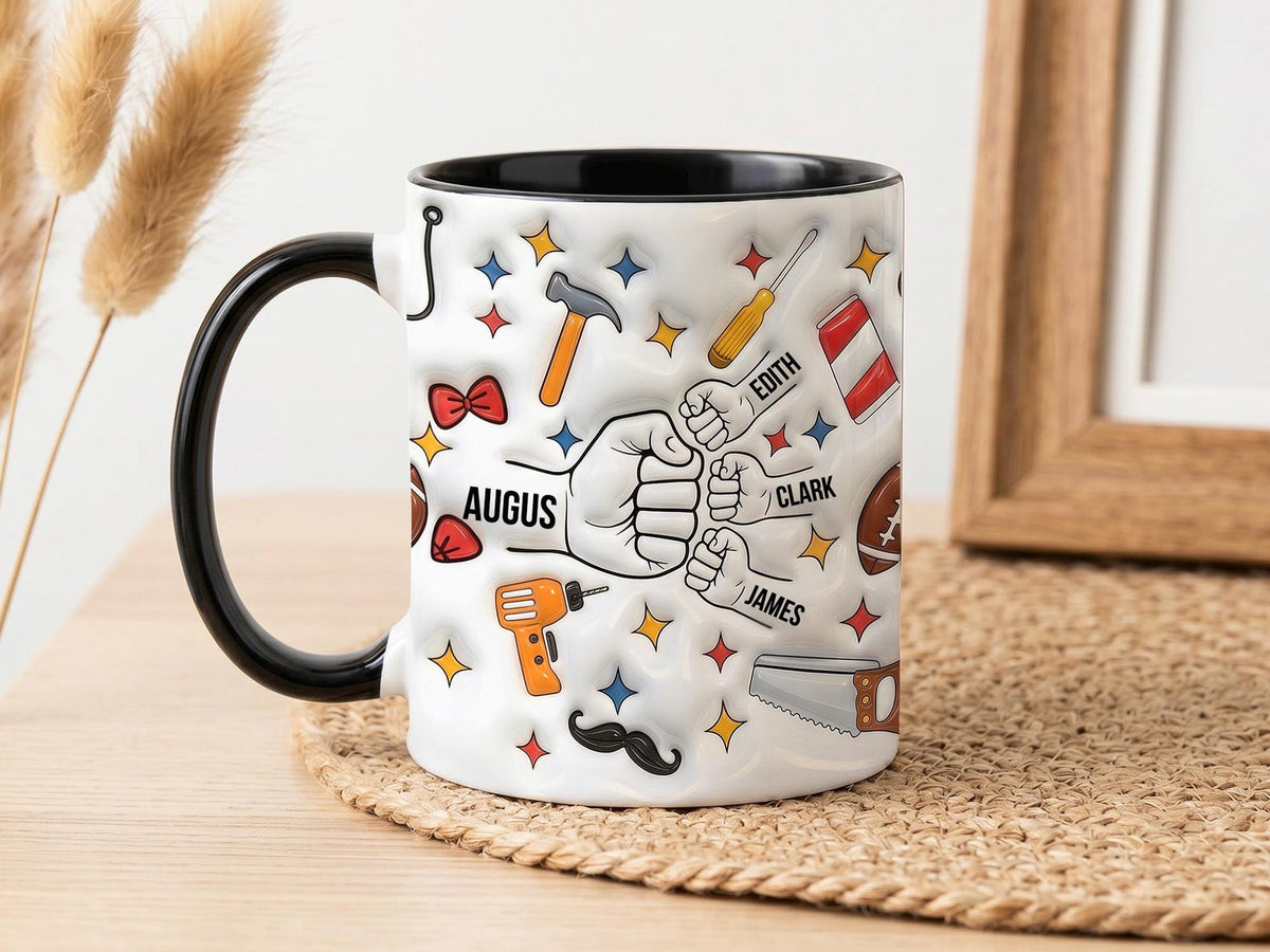 Grandpa Mug, Personalized Grandpa Cup with Grandkids Names, Custom Ceramic Coffee Mug, Grandfather Birthday Fathers Day Gift