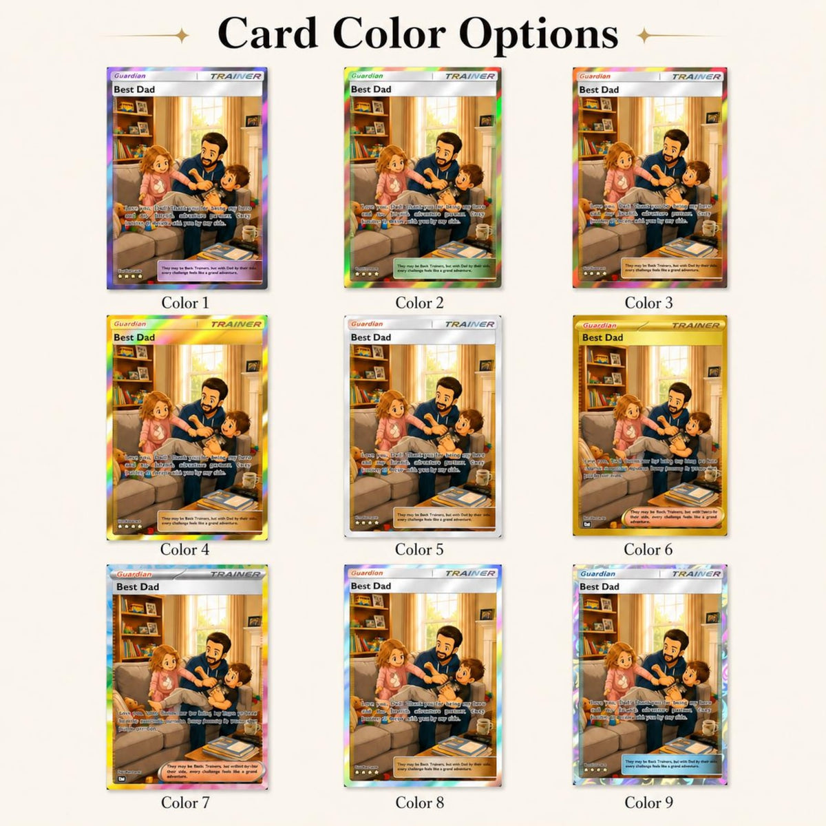 Personalized Father's Day Poke Card, Custom Gamer Dad Gift, Birthday Anniversary Gift, TCG Cards