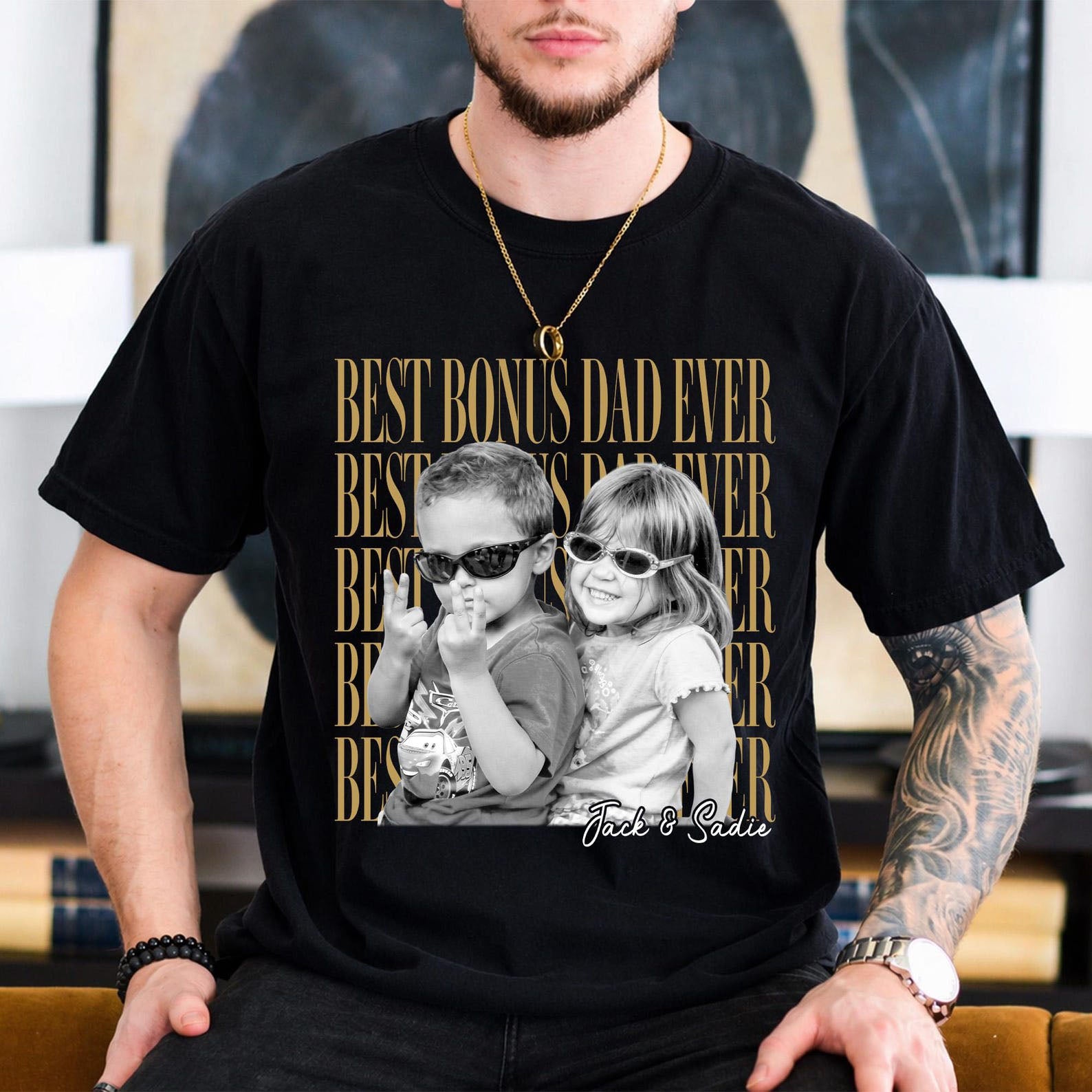 Vintage Retro Photo Bonus Dad Shirt, Best Bonus Dad Ever, Father's Day Gift for Stepdad, Gift for Husband, Photo Dad Shirt