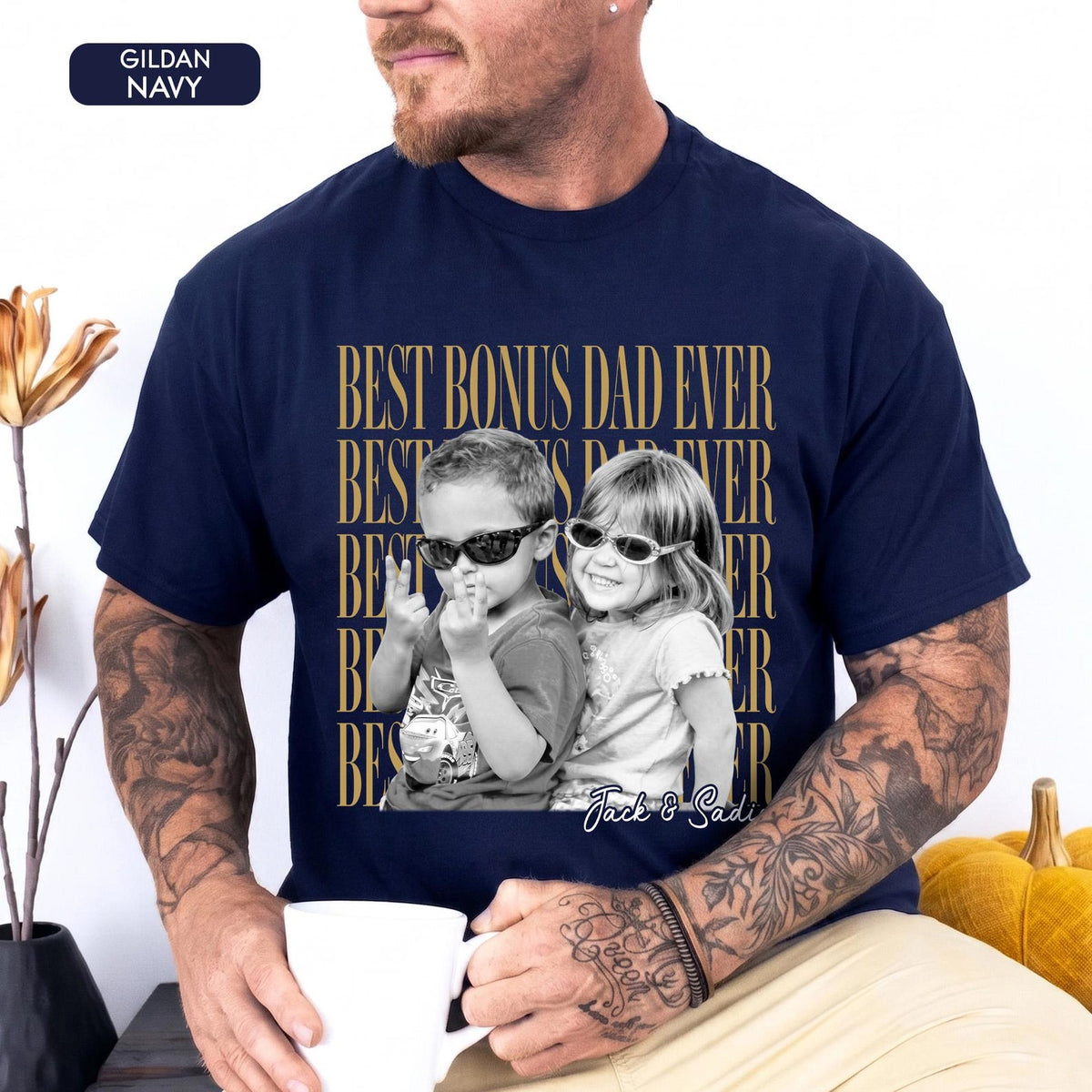 Vintage Retro Photo Bonus Dad Shirt, Best Bonus Dad Ever, Father's Day Gift for Stepdad, Gift for Husband, Photo Dad Shirt