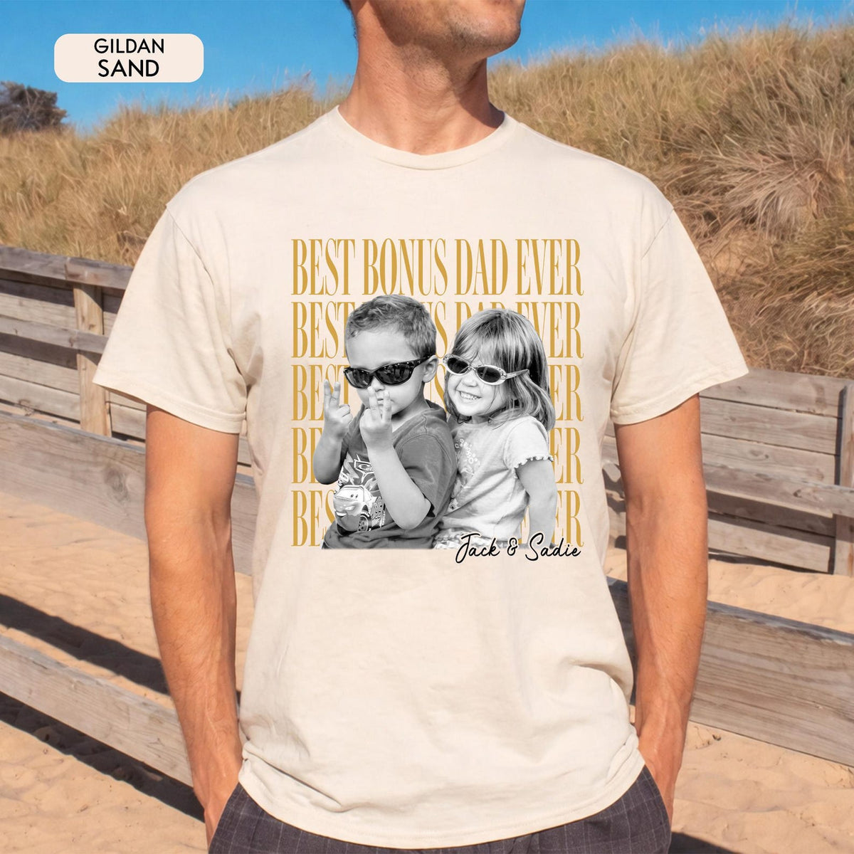 Vintage Retro Photo Bonus Dad Shirt, Best Bonus Dad Ever, Father's Day Gift for Stepdad, Gift for Husband, Photo Dad Shirt