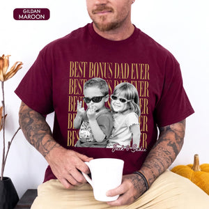 Vintage Retro Photo Bonus Dad Shirt, Best Bonus Dad Ever, Father's Day Gift for Stepdad, Gift for Husband, Photo Dad Shirt