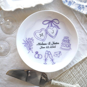 Personalized Ceramic Wedding Plate,  Anniversary or Engagement Keepsake