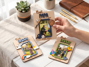 Grandpa Photo Magnet, Personalized Wood Fridge Picture Frame for Poppop Papa, First Father s Day Grandpa Gift,Custom Grandkids Keepsake Gift