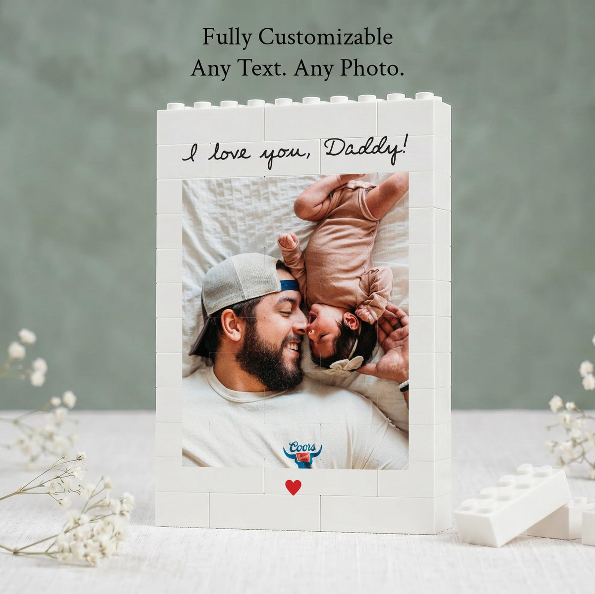Daddy & Me Custom Puzzle Personalized Brick Photo Block Gift for Father s Day, Birthday Sentimental Keepsake Gift for Daddy from Kids