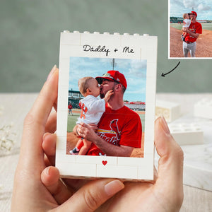 Daddy & Me Custom Puzzle Personalized Brick Photo Block Gift for Father s Day, Birthday Sentimental Keepsake Gift for Daddy from Kids