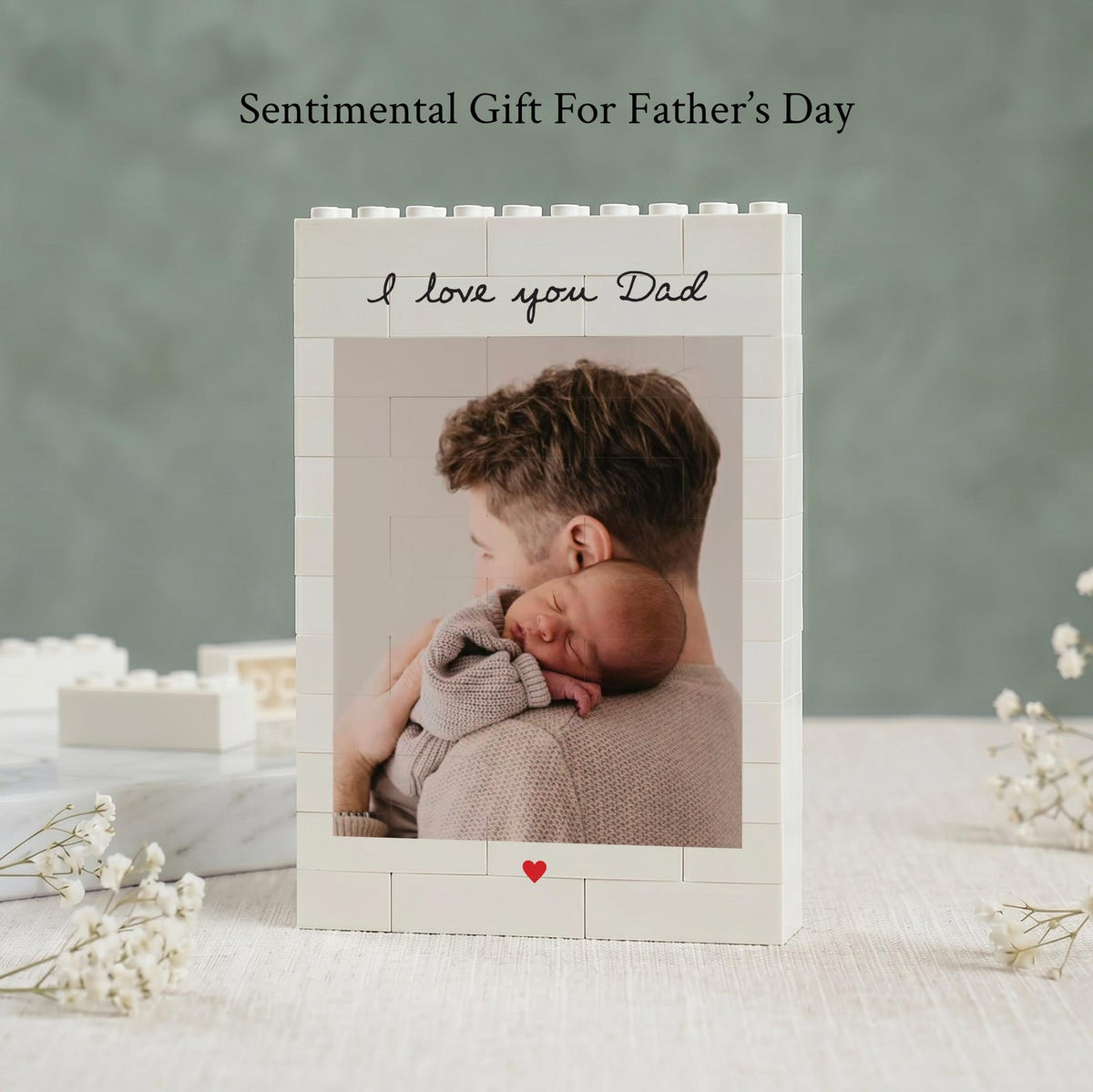 Daddy & Me Custom Puzzle Personalized Brick Photo Block Gift for Father s Day, Birthday Sentimental Keepsake Gift for Daddy from Kids
