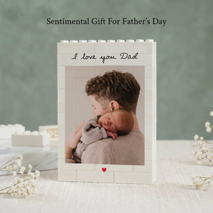 Daddy & Me Custom Puzzle Personalized Brick Photo Block Gift for Father s Day, Birthday Sentimental Keepsake Gift for Daddy from Kids