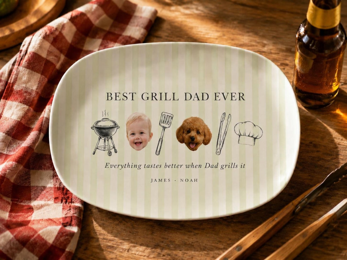 Personalized Photo Daddy Grill Master Platter, Baby Face Platter, Custom Baby Plate Gift for Daddy Grandpa Fathers Day Gift Pops Dada Gift
