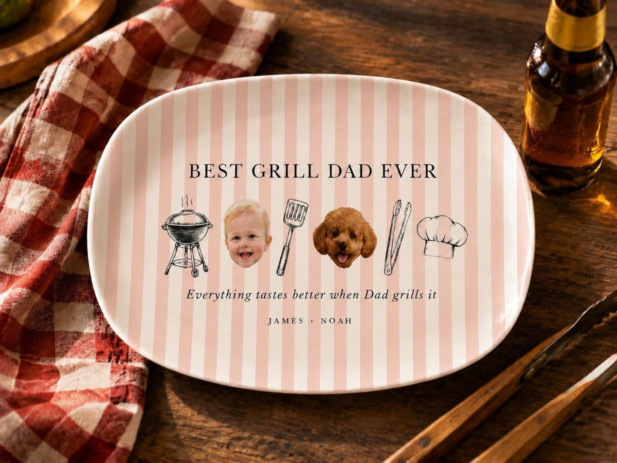 Personalized Photo Daddy Grill Master Platter, Baby Face Platter, Custom Baby Plate Gift for Daddy Grandpa Fathers Day Gift Pops Dada Gift