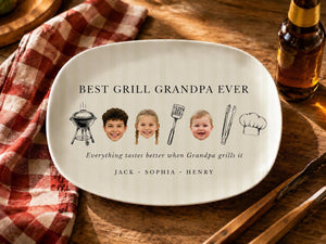 Personalized Photo Daddy Grill Master Platter, Baby Face Platter, Custom Baby Plate Gift for Daddy Grandpa Fathers Day Gift Pops Dada Gift