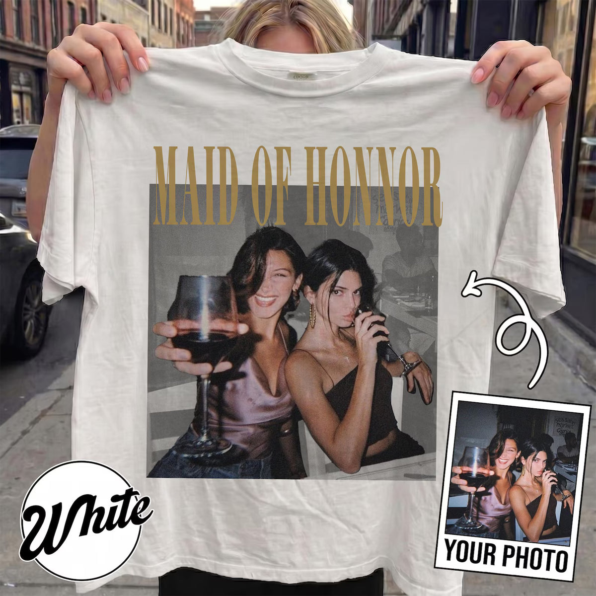 Personalized Maid of Honor Shirt, Comfort Colors Custom Photo Bridesmaid Shirt, MOH Bachelorette Party Tee, Team Bride, Bridal Shower Gift