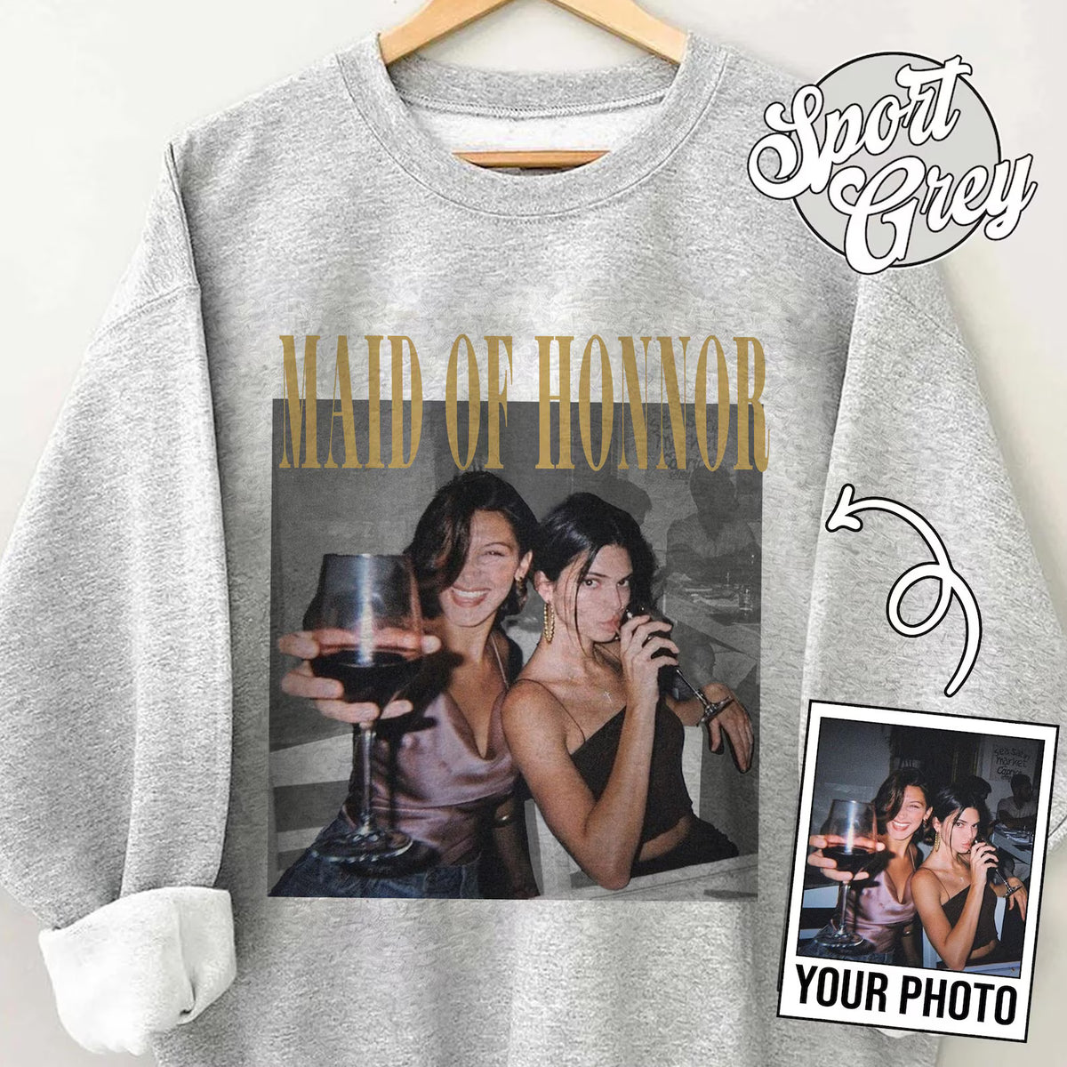 Personalized Maid of Honor Shirt, Comfort Colors Custom Photo Bridesmaid Shirt, MOH Bachelorette Party Tee, Team Bride, Bridal Shower Gift