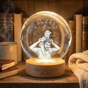First Father's Day Photo Crystal Ball Night Light, Personalized Dad Gift New Dad Gift 1st Fathers Day Present from Baby Keepsake, Daddy Papa