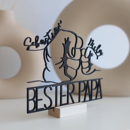 Best Dad Gift for Father's Day, Personalized | Fist Bump Stand with Name | Fist to Fist Line Art Decor | Gift Idea from Kids |
