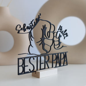 Best Dad Gift for Father's Day, Personalized | Fist Bump Stand with Name | Fist to Fist Line Art Decor | Gift Idea from Kids |