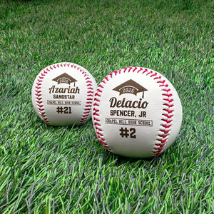 Graduation Baseball Gift | Custom Engraved Baseball with Name, Number & School | Personalized Grad Cap Design | Senior Night or Team Gift