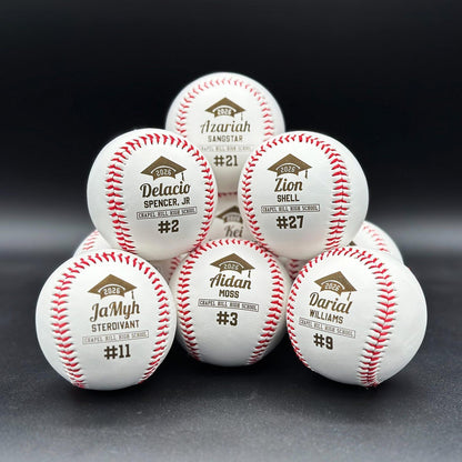 Graduation Baseball Gift | Custom Engraved Baseball with Name, Number & School | Personalized Grad Cap Design | Senior Night or Team Gift