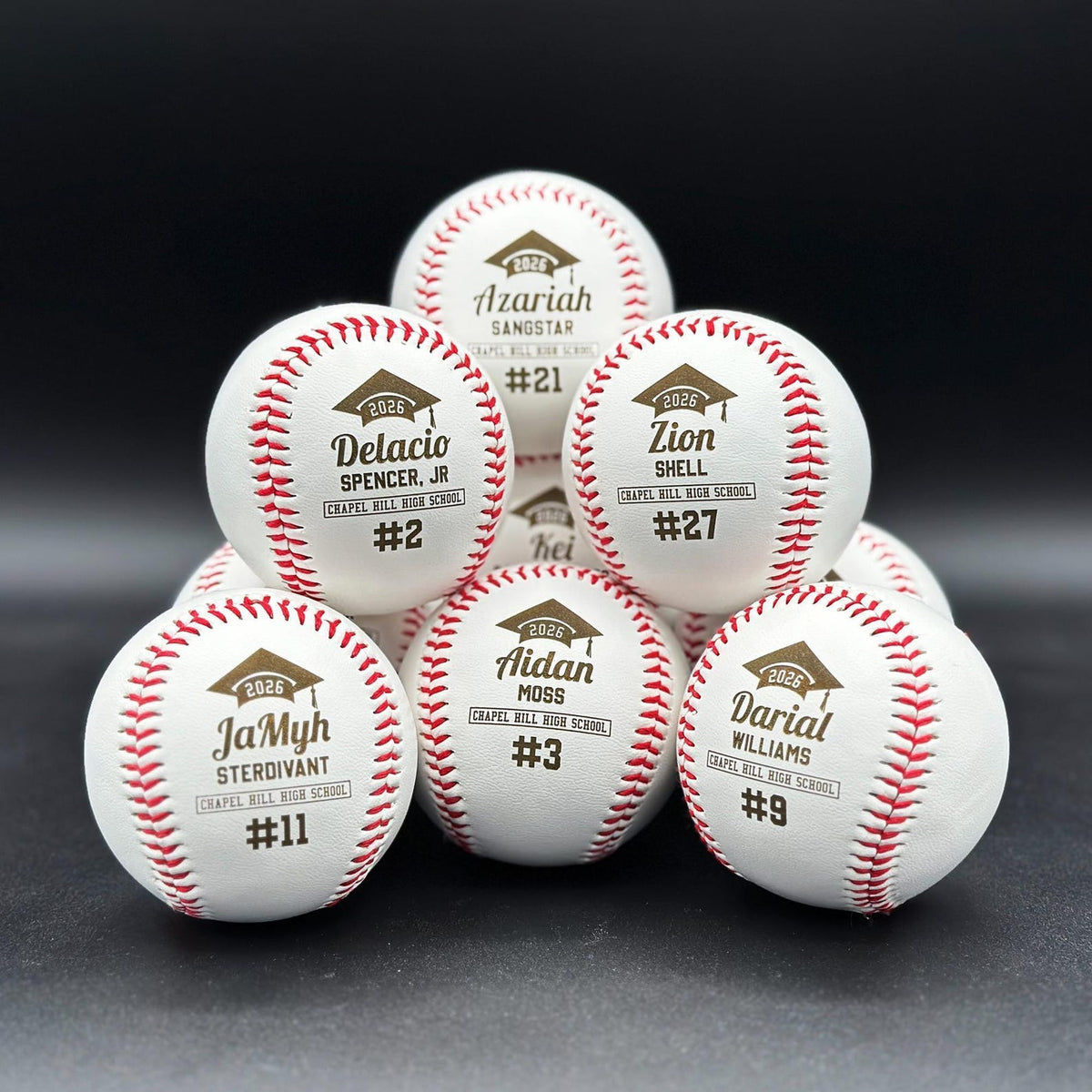 Graduation Baseball Gift | Custom Engraved Baseball with Name, Number & School | Personalized Grad Cap Design | Senior Night or Team Gift