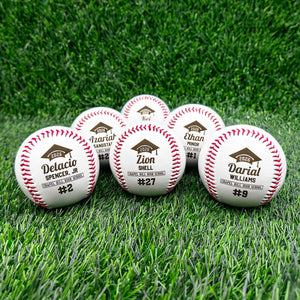 Graduation Baseball Gift | Custom Engraved Baseball with Name, Number & School | Personalized Grad Cap Design | Senior Night or Team Gift