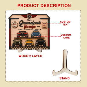 Personalized Grandpa's Garage Wood Sign, Custom Kids Name Car Decor, Father's Day Gift for Grandpa, Garage Wall Art, Classic Car Lover Gift