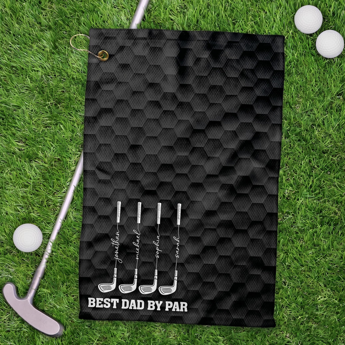 Personalized Best Dad By Par Golf Towels, Best Grandpa By Par Golf Towels, Custom Name Father Day Golf Gift, Golf Lover Gift, Dad Golf Gift