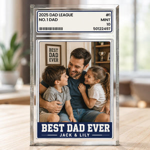 Personalized Photo Acrylic Block Plaque, Father's Day Gift for Baseball Dad, Husband Gifts, 1 Dad Sports, Dad Gifts, Custom Trading Card