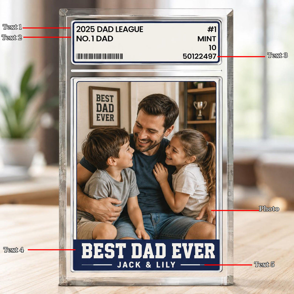 Personalized Photo Acrylic Block Plaque, Father's Day Gift for Baseball Dad, Husband Gifts, 1 Dad Sports, Dad Gifts, Custom Trading Card