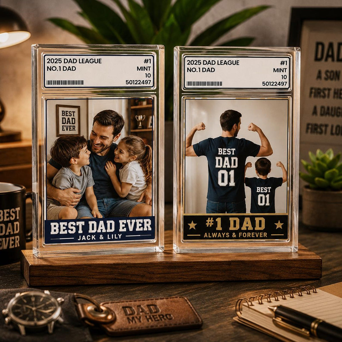 Personalized Photo Acrylic Block Plaque, Father's Day Gift for Baseball Dad, Husband Gifts, 1 Dad Sports, Dad Gifts, Custom Trading Card