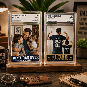 Personalized Photo Acrylic Block Plaque, Father's Day Gift for Baseball Dad, Husband Gifts, 1 Dad Sports, Dad Gifts, Custom Trading Card