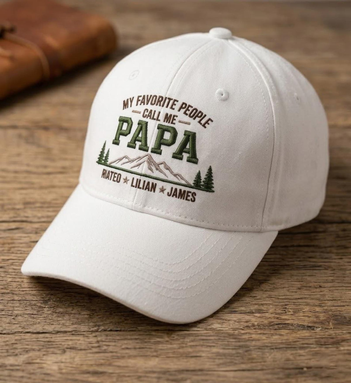 Personalized Papa Hat with Kids Names, Custom Embroidered Dad Cap, Father Day Gift for Grandpa, Mountain Dad Baseball Cap, Gift from Dad