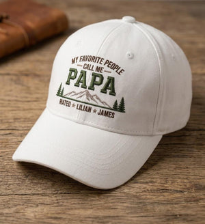 Personalized Papa Hat with Kids Names, Custom Embroidered Dad Cap, Father Day Gift for Grandpa, Mountain Dad Baseball Cap, Gift from Dad
