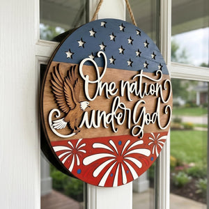 USA 250th Anniversary Sign, Patriotic Door Hanging Decor, Semiquincentennial Floral Wall Art, American Flag 1776-2026 Wooden Door Hanger