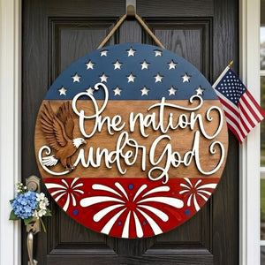 USA 250th Anniversary Sign, Patriotic Door Hanging Decor, Semiquincentennial Floral Wall Art, American Flag 1776-2026 Wooden Door Hanger
