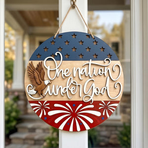 USA 250th Anniversary Sign, Patriotic Door Hanging Decor, Semiquincentennial Floral Wall Art, American Flag 1776-2026 Wooden Door Hanger