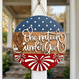 USA 250th Anniversary Sign, Patriotic Door Hanging Decor, Semiquincentennial Floral Wall Art, American Flag 1776-2026 Wooden Door Hanger