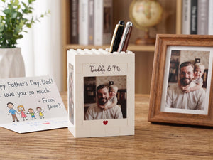 Custom Brick Pencil Pot Personalized Photo Desk Organizer for Dad, Father's day gift for dad grandpa