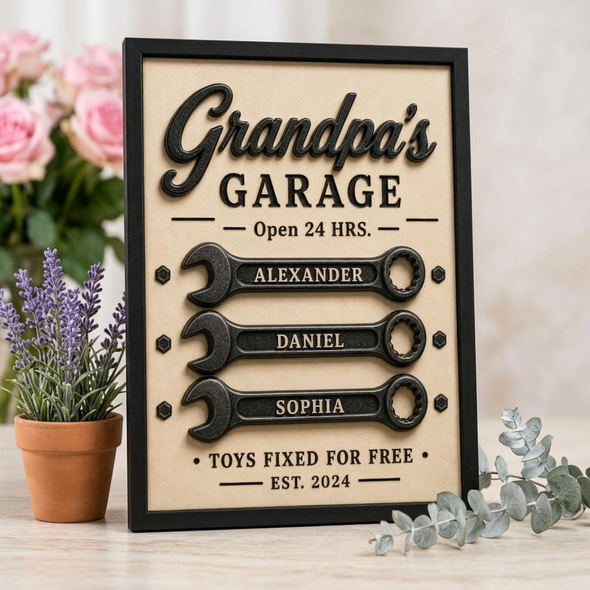 Personalized Grandpa Garage Sign With Kids Name, Papa Tools Sign, Dad Workshop Sign, Fathers Day Gift For Dad Grandpa