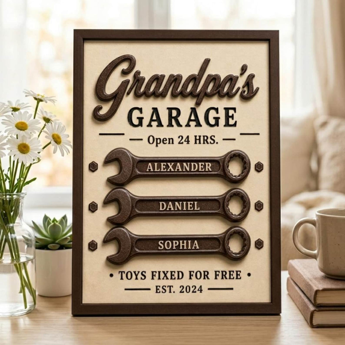 Personalized Grandpa Garage Sign With Kids Name, Papa Tools Sign, Dad Workshop Sign, Fathers Day Gift For Dad Grandpa