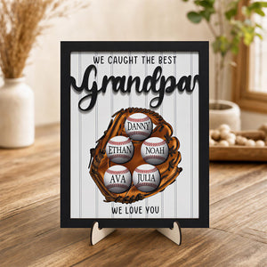 Father's Day Baseball Plaque, Custom Wooden Frame, Kids Names Sign Father