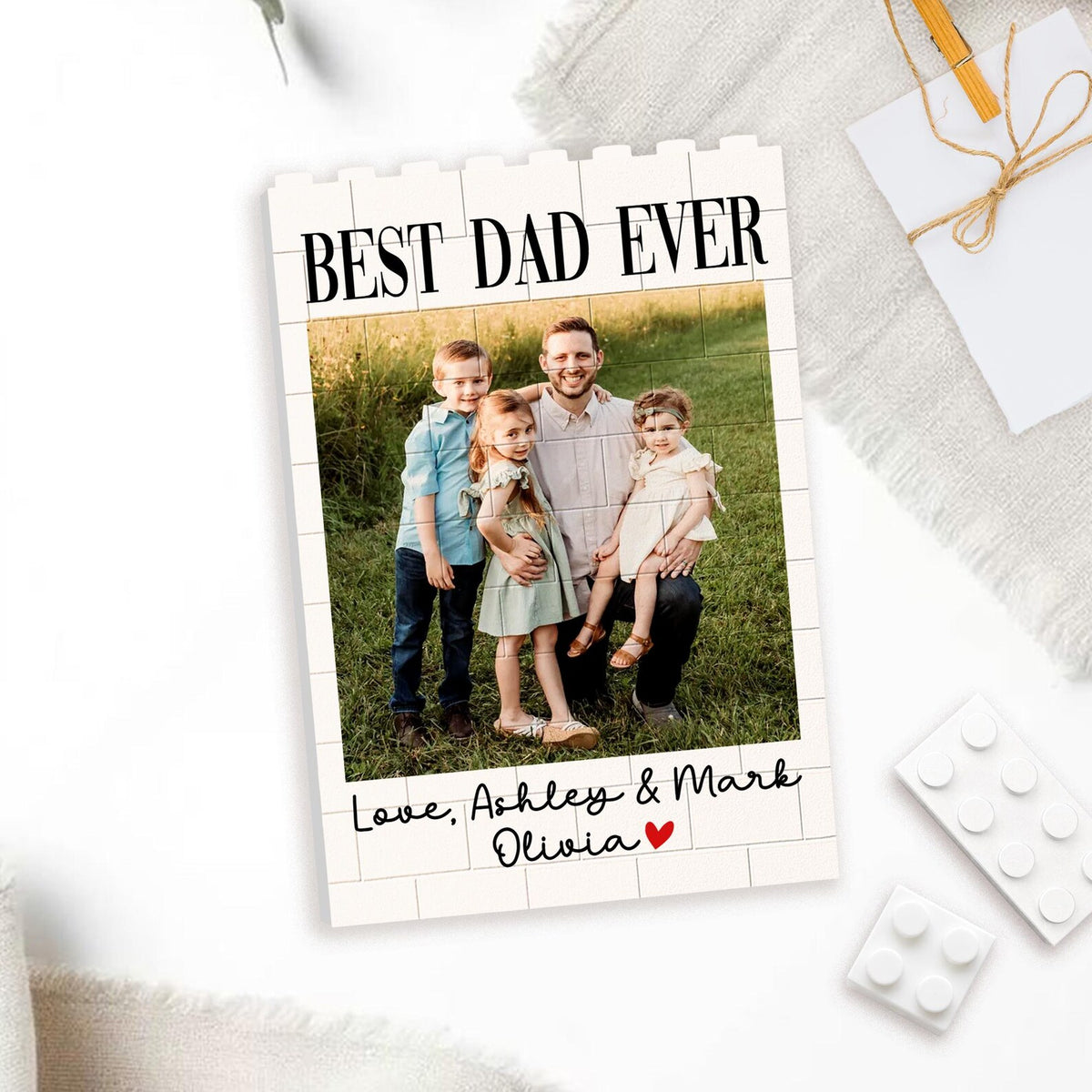 Custom Photo Building Block: Personalized Dad Picture Brick Puzzle, Father's Day Gift for Dad from Kids, Dad Birthday Gift, Gift for Husband