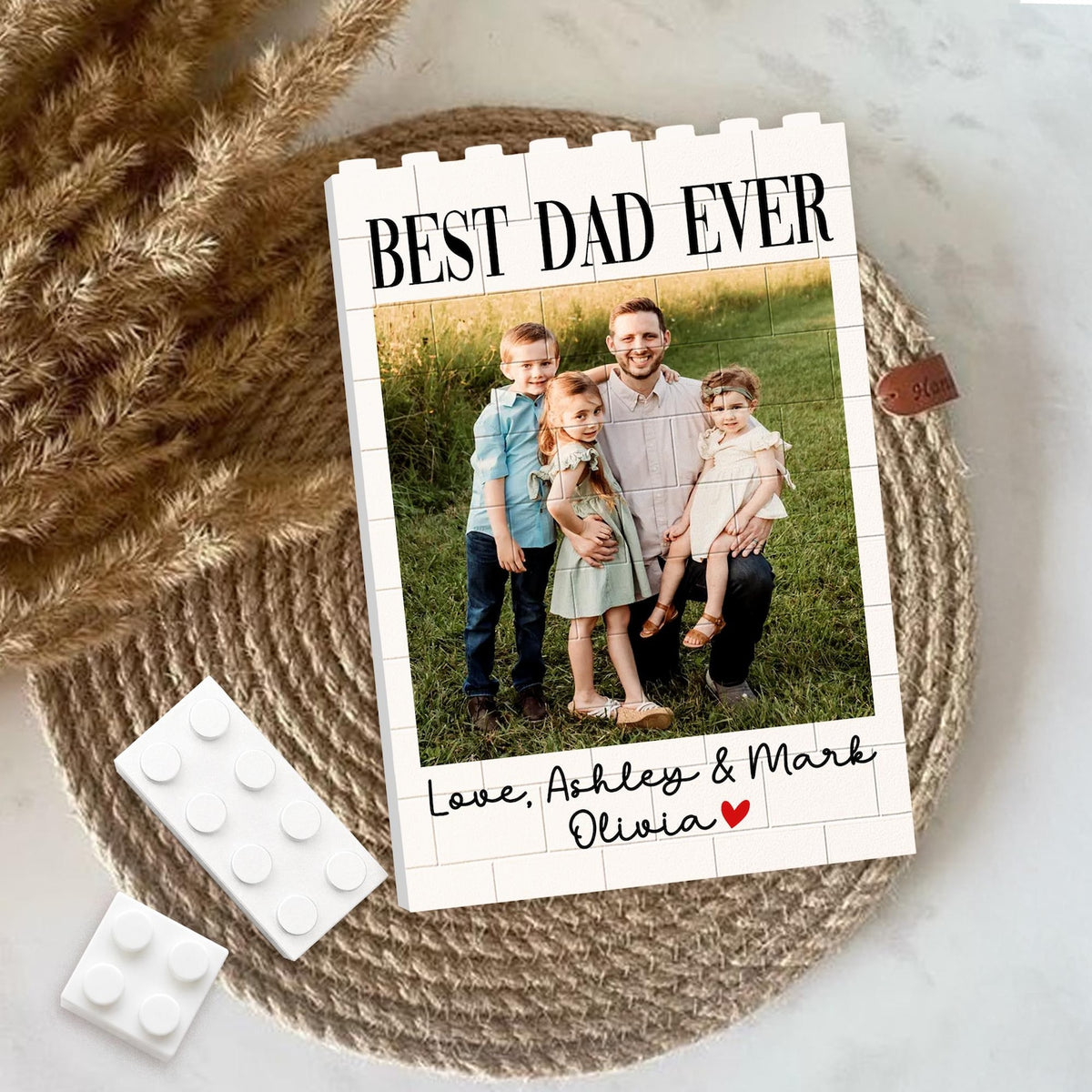 Custom Photo Building Block: Personalized Dad Picture Brick Puzzle, Father's Day Gift for Dad from Kids, Dad Birthday Gift, Gift for Husband