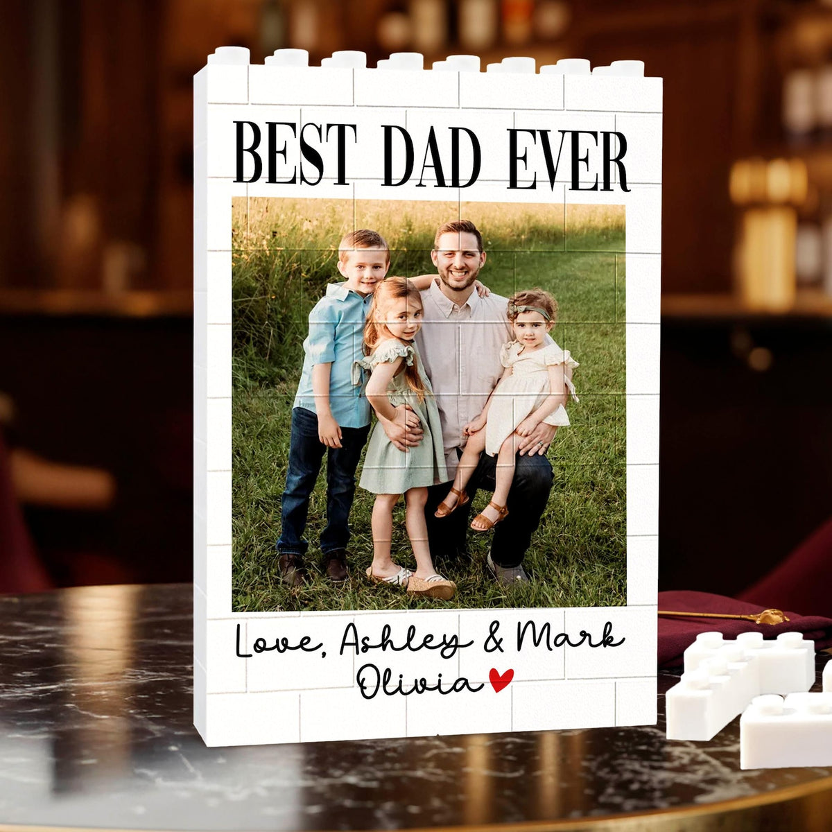 Custom Photo Building Block: Personalized Dad Picture Brick Puzzle, Father's Day Gift for Dad from Kids, Dad Birthday Gift, Gift for Husband