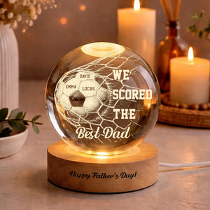 We Scored the Best Dad, Personalized Soccer Dad Crystal Ball Night Light, Custom Name Gift for Soccer Dad