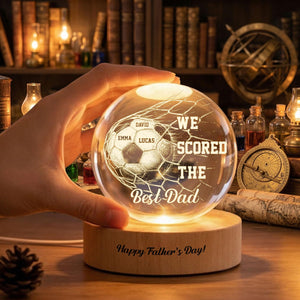 We Scored the Best Dad, Personalized Soccer Dad Crystal Ball Night Light, Custom Name Gift for Soccer Dad