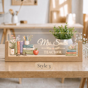 Teacher Appreciation Gift, Personalized LED Teacher Desk Nameplate, Custom Classroom Sign, End of Year Teacher Gift